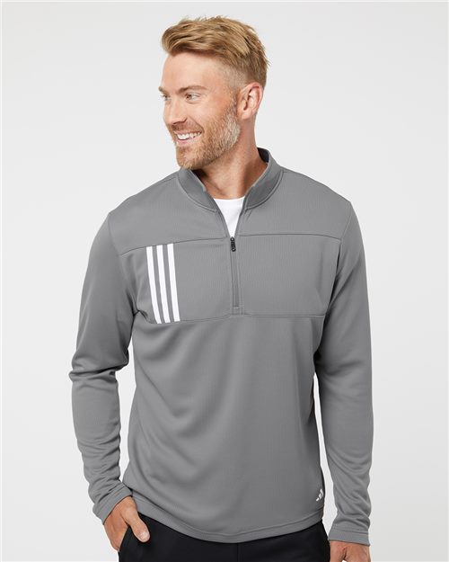 Men's 3-Stripes Double Knit Quarter-Zip Pullover