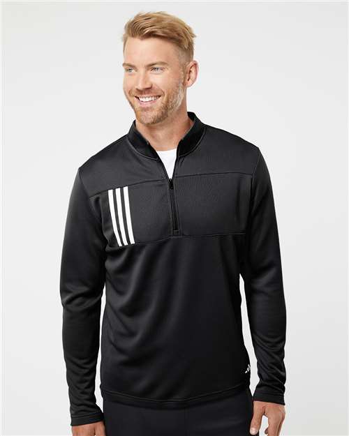 Men's 3-Stripes Double Knit Quarter-Zip Pullover