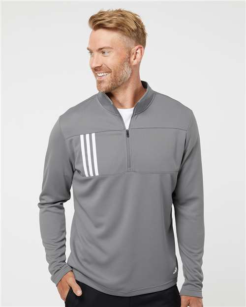 Men's 3-Stripes Double Knit Quarter-Zip Pullover