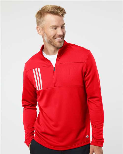 Men's 3-Stripes Double Knit Quarter-Zip Pullover
