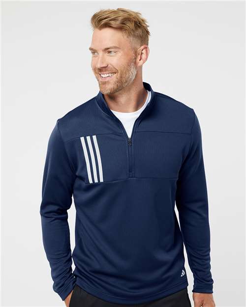 Men's 3-Stripes Double Knit Quarter-Zip Pullover