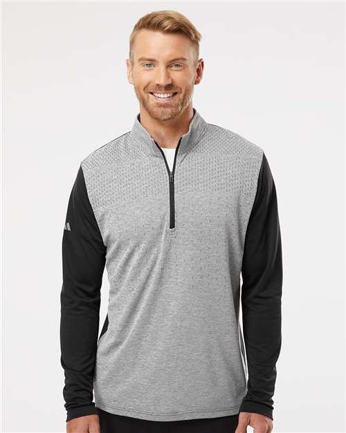 Men's Heather Block Print Quarter-Zip Pullover