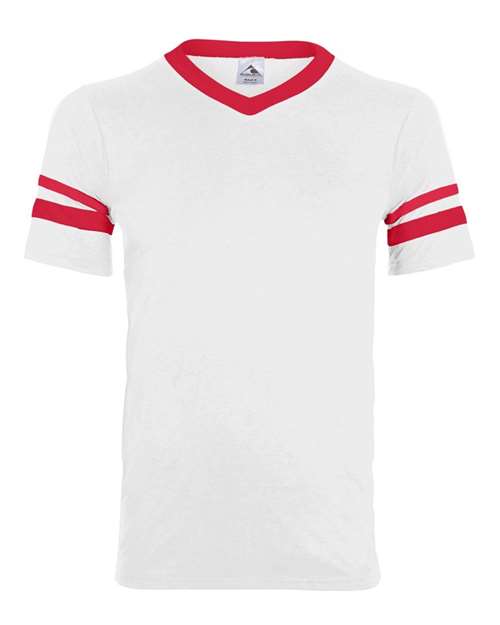 Youth V-Neck Jersey with Striped Sleeves