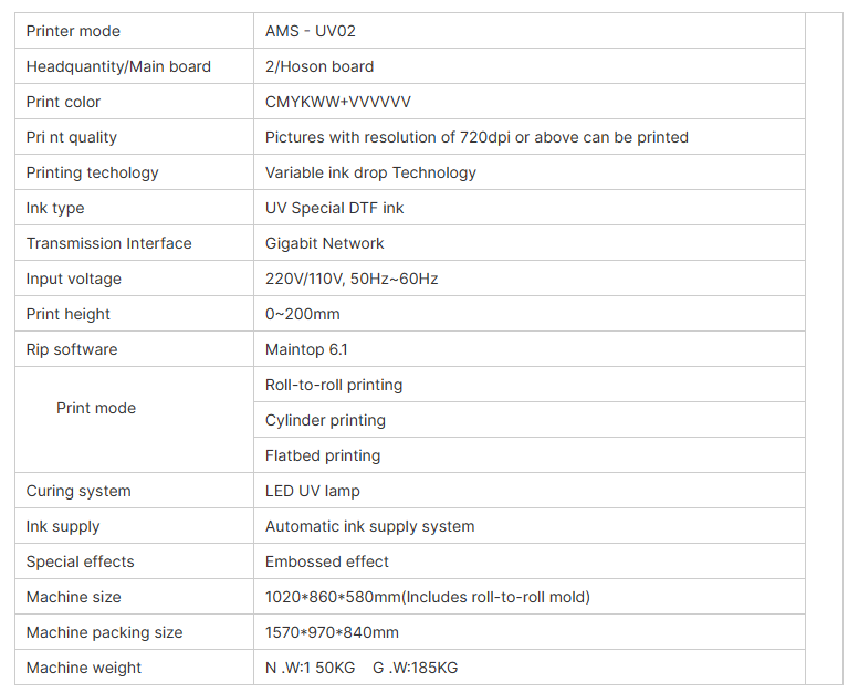 MR UVDTF 3060 3D Printer